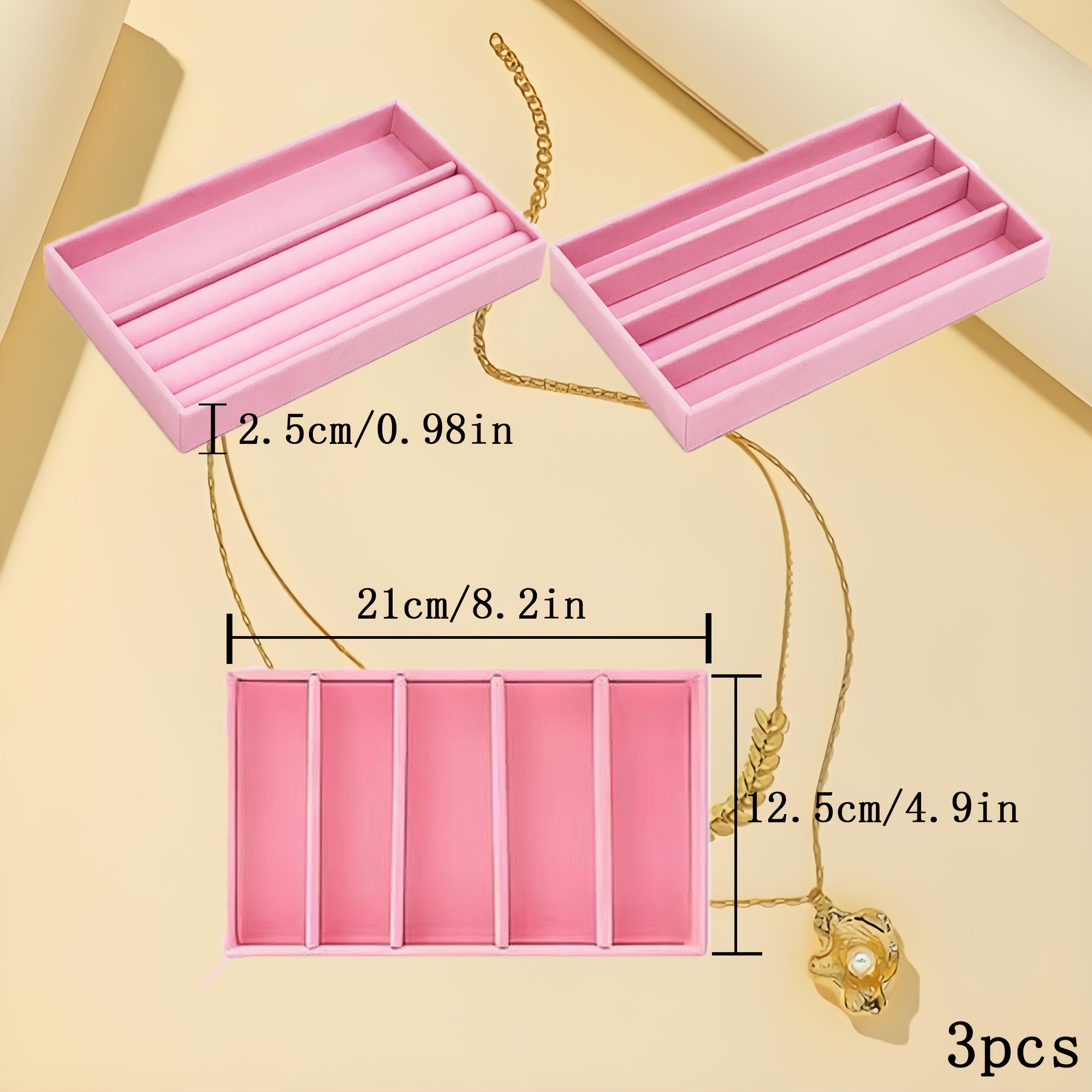 Stackable Jewelry Storage Boxes with Velvet Tray